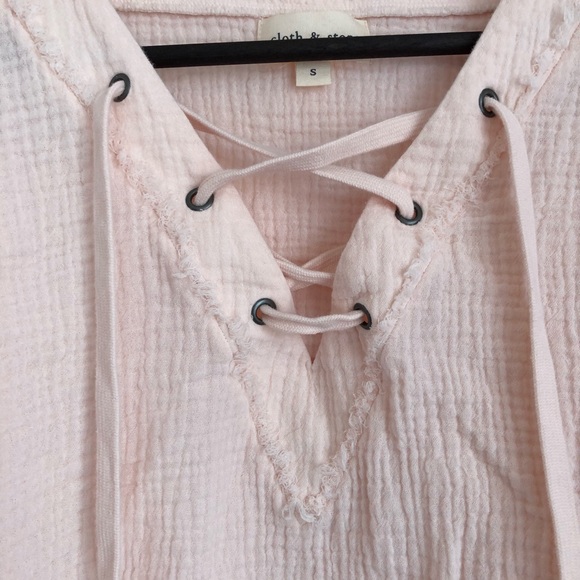 Cloth & Stone Pink Lace Up Top - Picture 6 of 11
